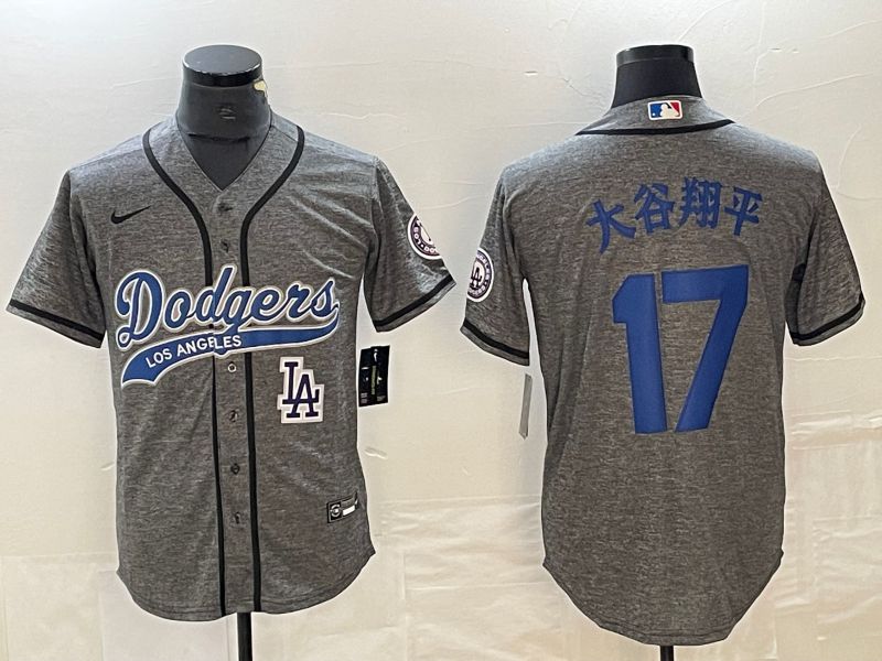 Men Los Angeles Dodgers #17 Ohtani Grey Nike Game MLB Jersey style 15